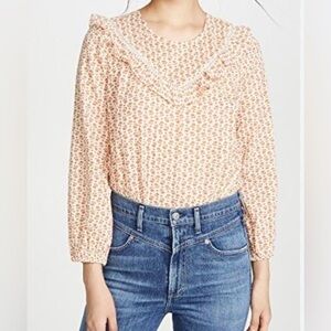 MADEWELL Floral Ruffle Blouse - Cream SIZE S/ CH
